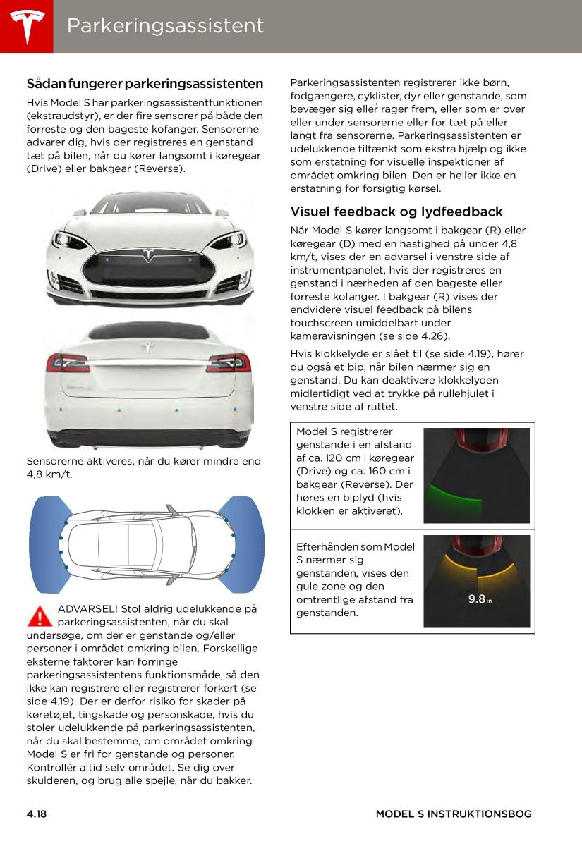 Tesla S Bilens instruktionsbog / page 58