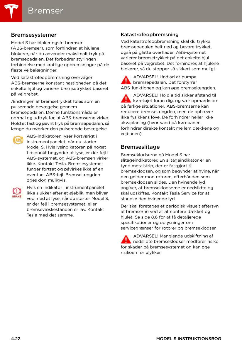 Tesla S Bilens instruktionsbog / page 62