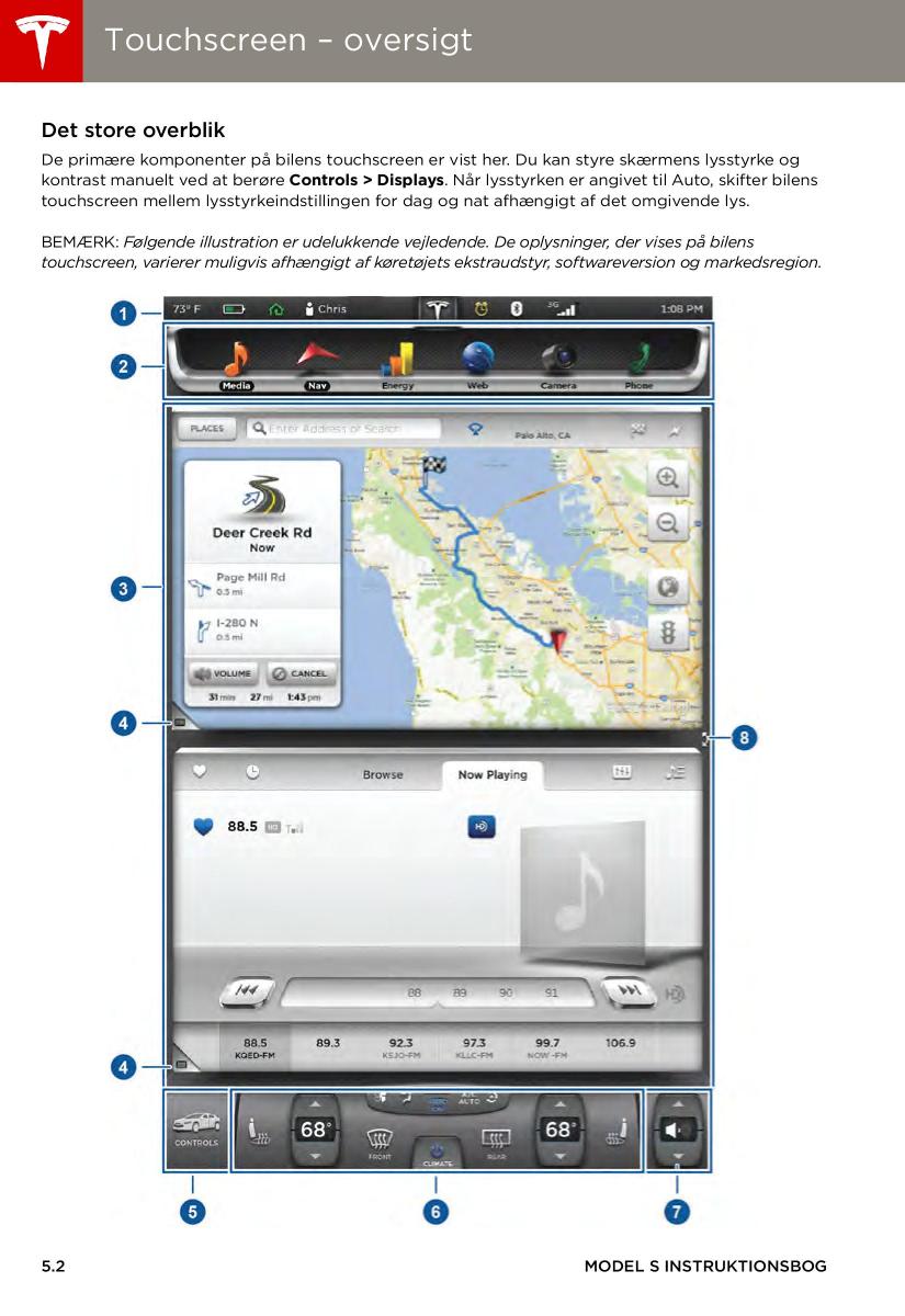 Tesla S Bilens instruktionsbog / page 68