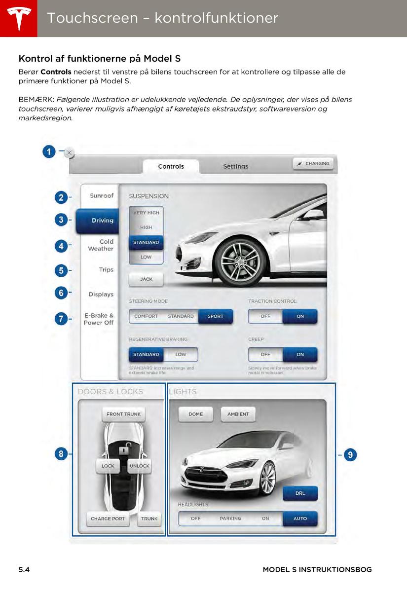 Tesla S Bilens instruktionsbog / page 70