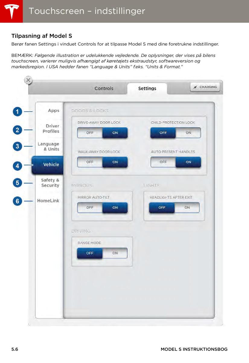 Tesla S Bilens instruktionsbog / page 72