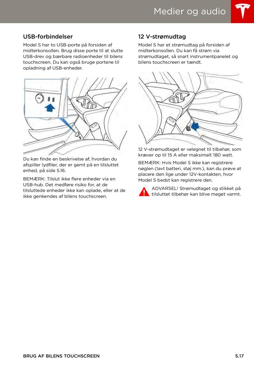 Tesla S Bilens instruktionsbog / page 83