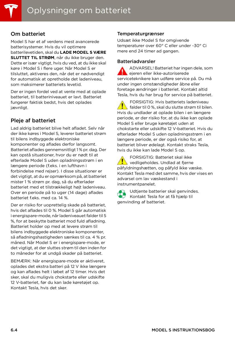 Tesla S Bilens instruktionsbog / page 96