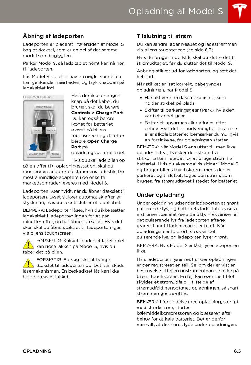 Tesla S Bilens instruktionsbog / page 97