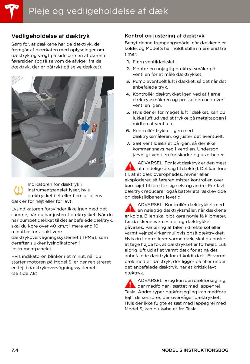 Tesla S Bilens instruktionsbog / page 104