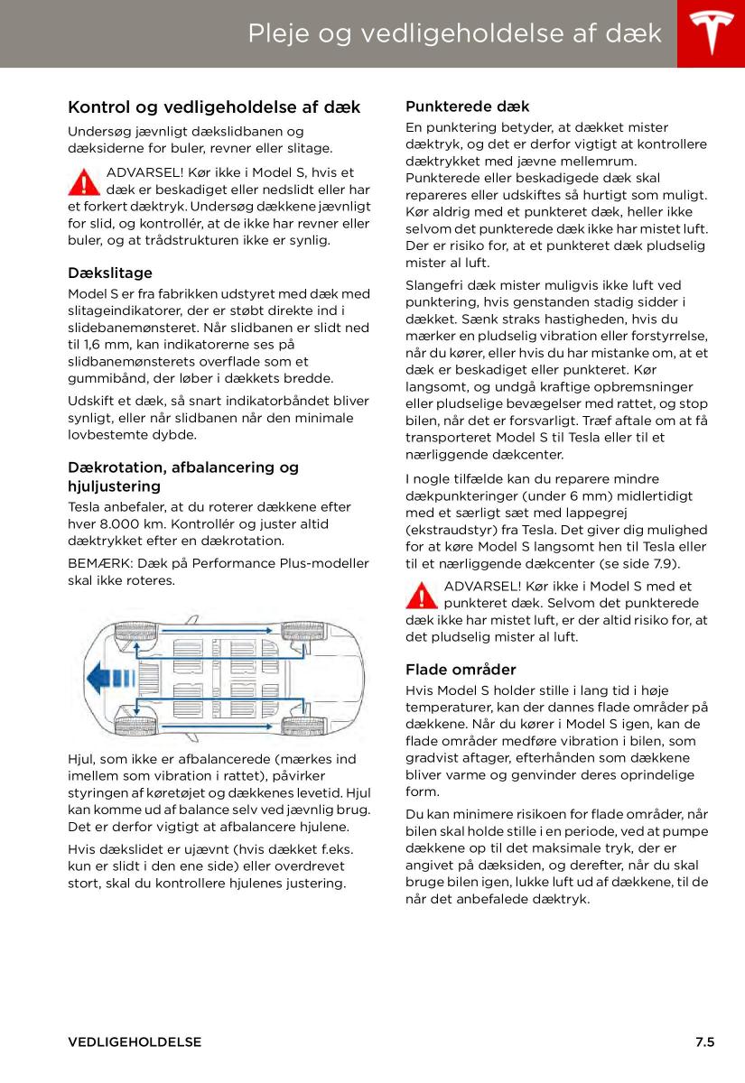 Tesla S Bilens instruktionsbog / page 105