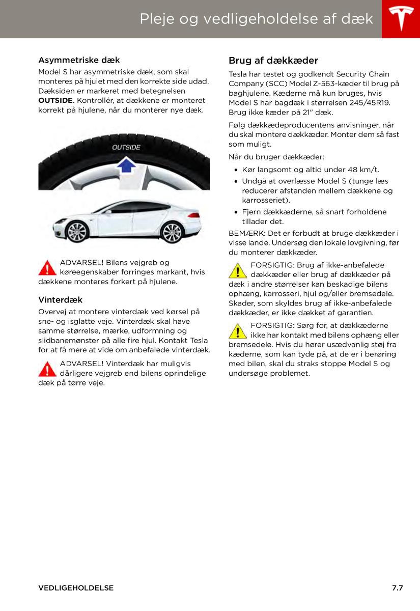 Tesla S Bilens instruktionsbog / page 107