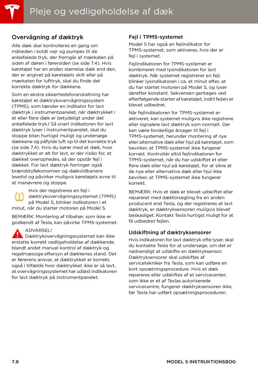 Tesla S Bilens instruktionsbog / page 108