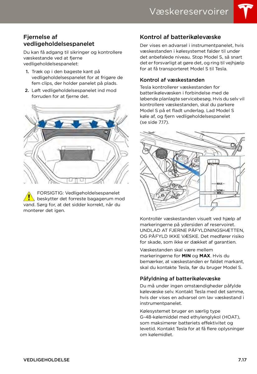 Tesla S Bilens instruktionsbog / page 117