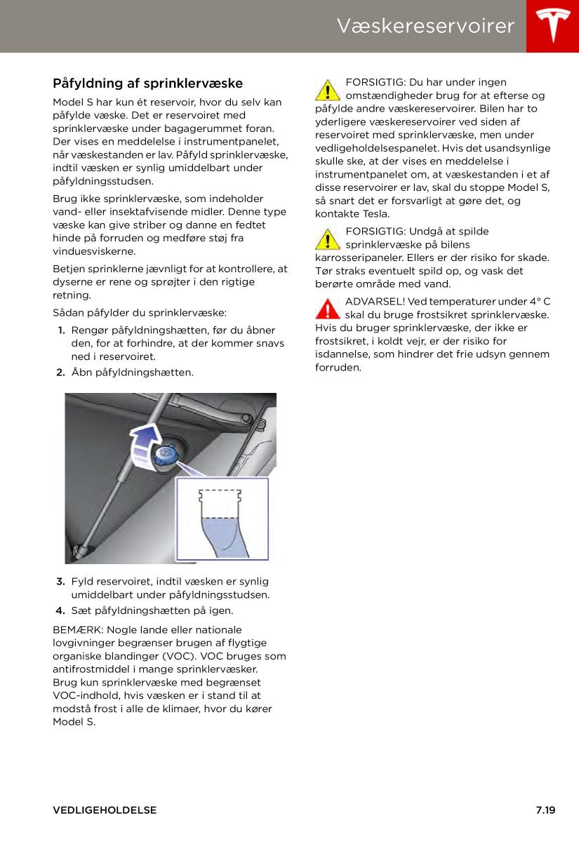 Tesla S Bilens instruktionsbog / page 119