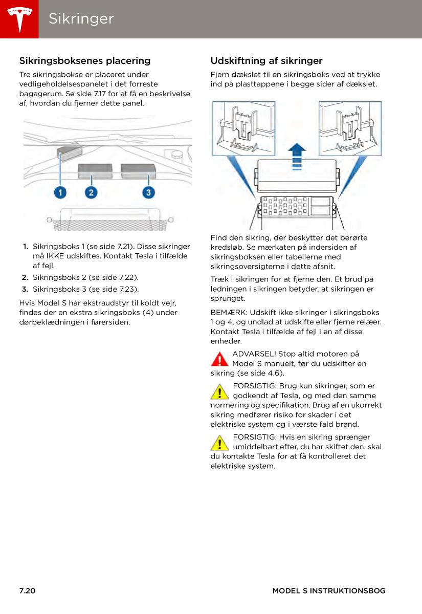 Tesla S Bilens instruktionsbog / page 120