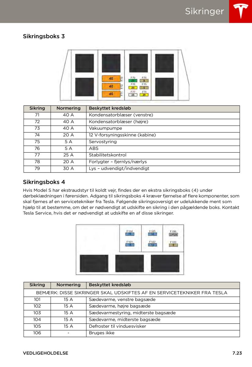 Tesla S Bilens instruktionsbog / page 123