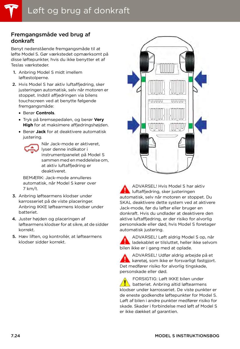 Tesla S Bilens instruktionsbog / page 124