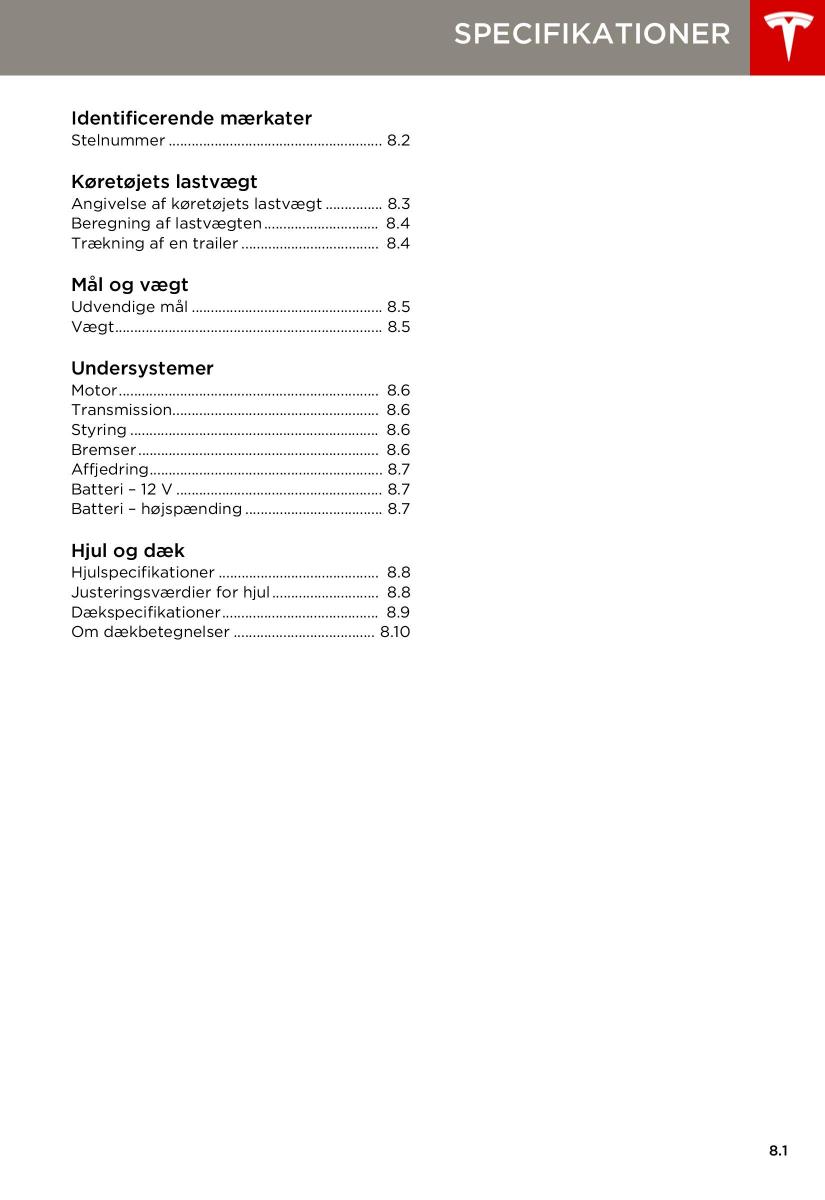 Tesla S Bilens instruktionsbog / page 127