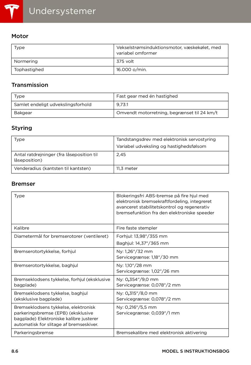 Tesla S Bilens instruktionsbog / page 132