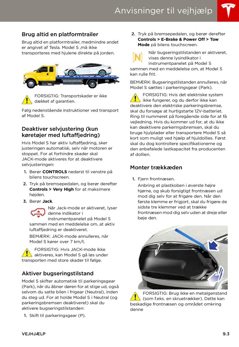 Tesla S Bilens instruktionsbog / page 141