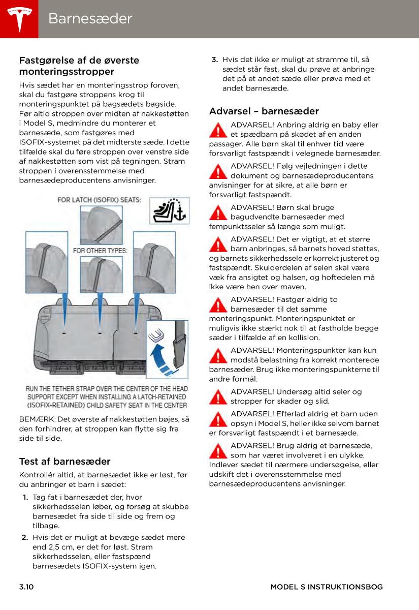 Tesla S Bilens instruktionsbog / page 32