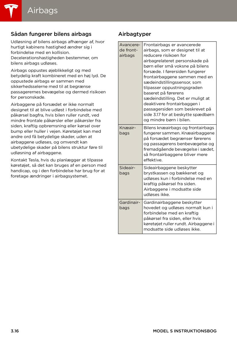 Tesla S Bilens instruktionsbog / page 38