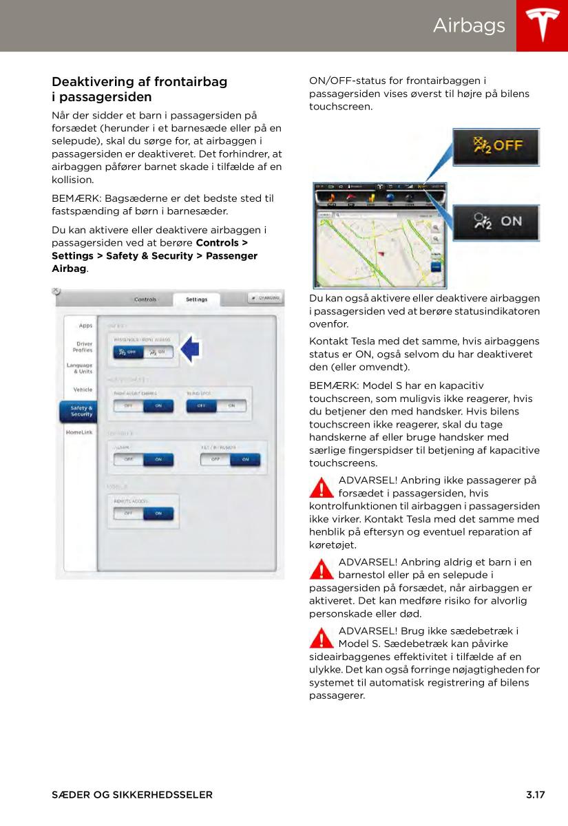 Tesla S Bilens instruktionsbog / page 39