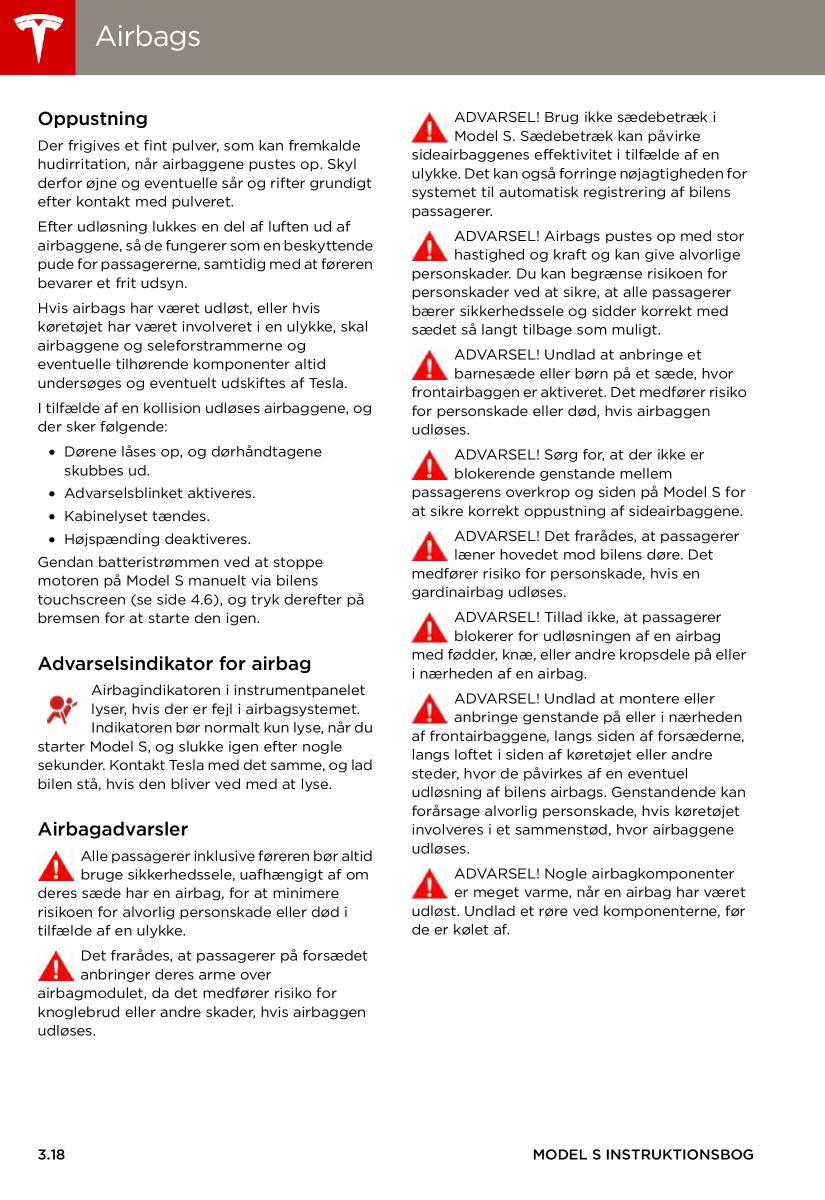 Tesla S Bilens instruktionsbog / page 40