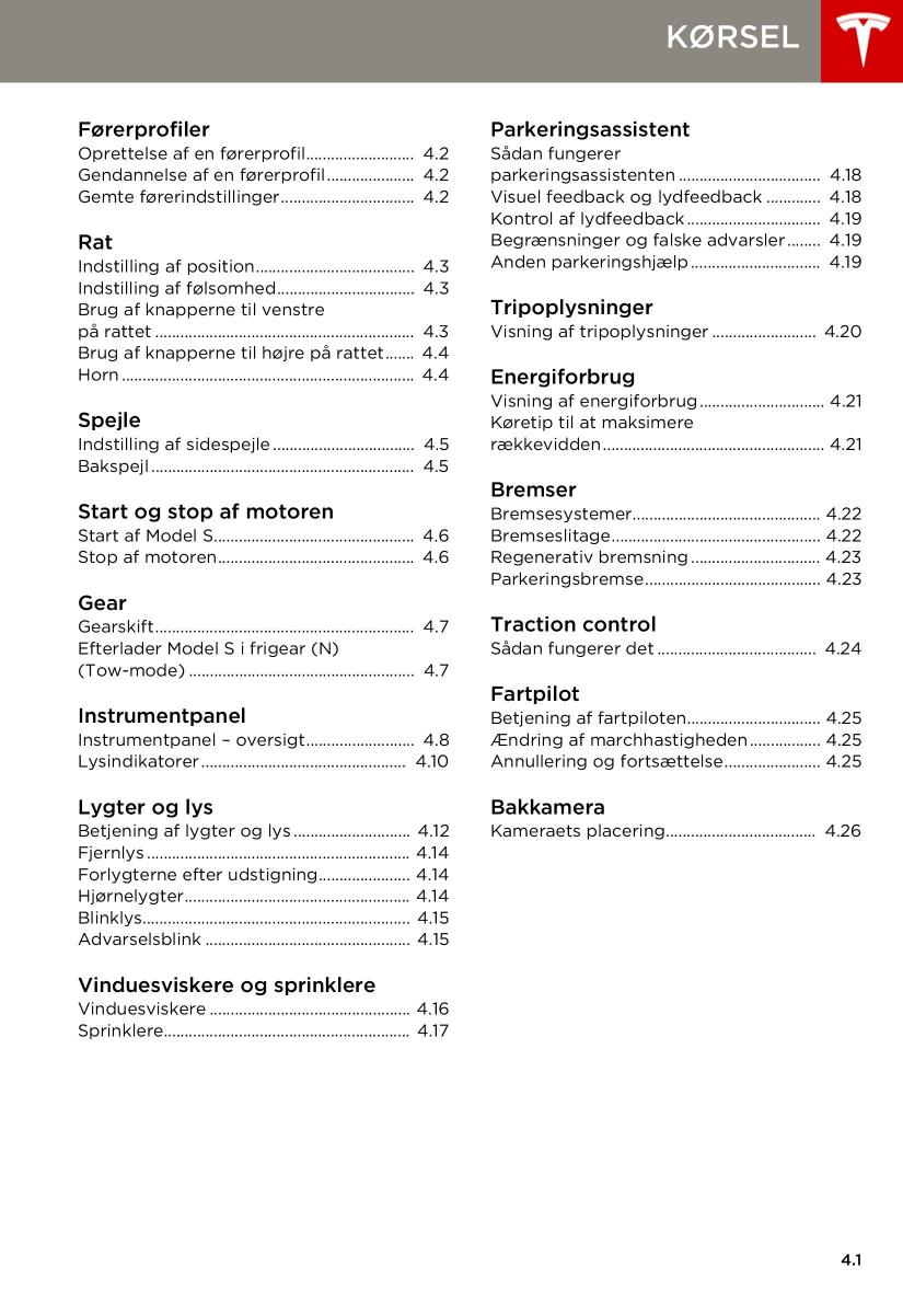 Tesla S Bilens instruktionsbog / page 41