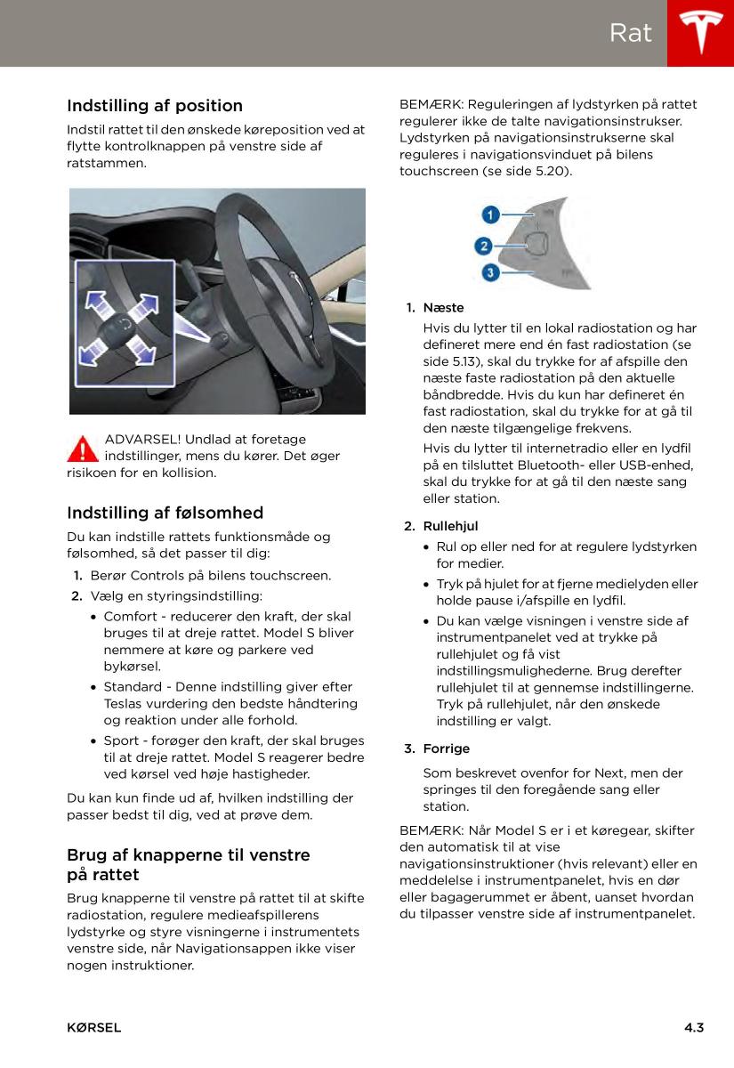 Tesla S Bilens instruktionsbog / page 43