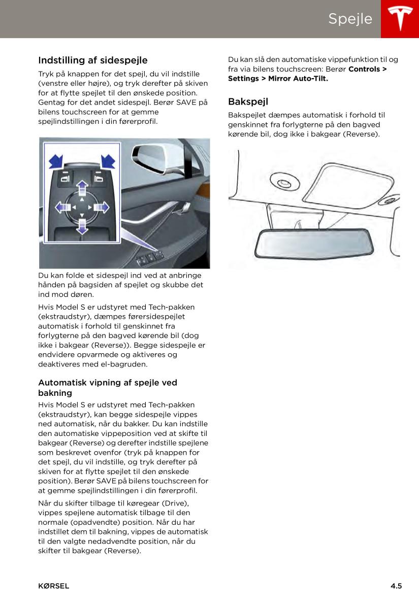 Tesla S Bilens instruktionsbog / page 45