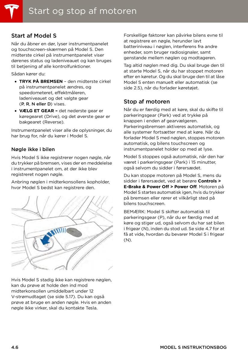 Tesla S Bilens instruktionsbog / page 46