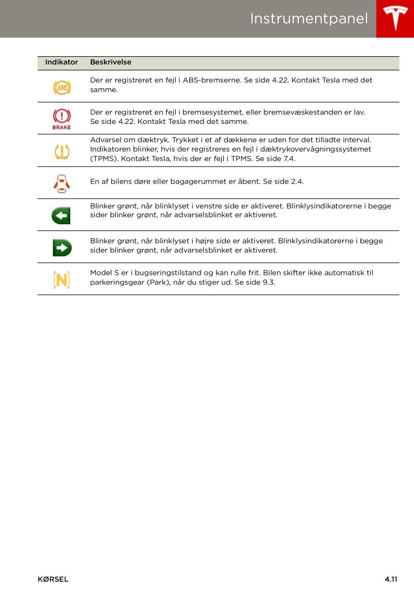 Tesla S Bilens instruktionsbog / page 51