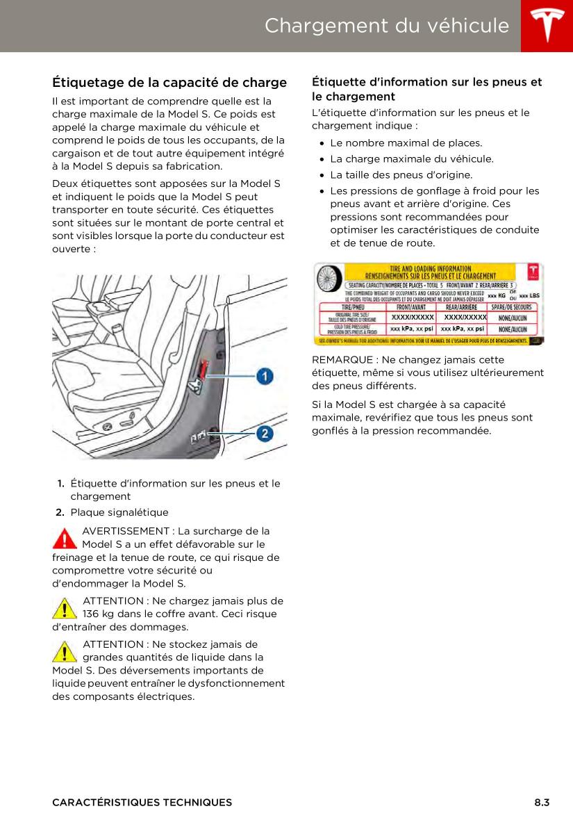 Tesla S manuel du proprietaire / page 155