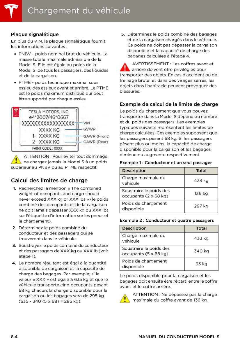 Tesla S manuel du proprietaire / page 156