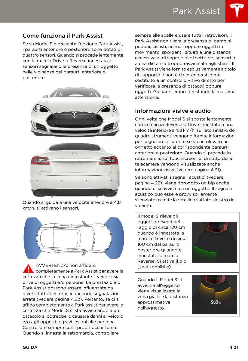 Tesla S manuale del proprietario / page 65