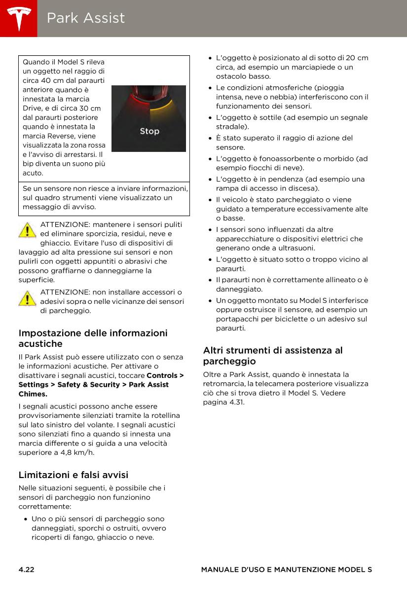 Tesla S manuale del proprietario / page 66