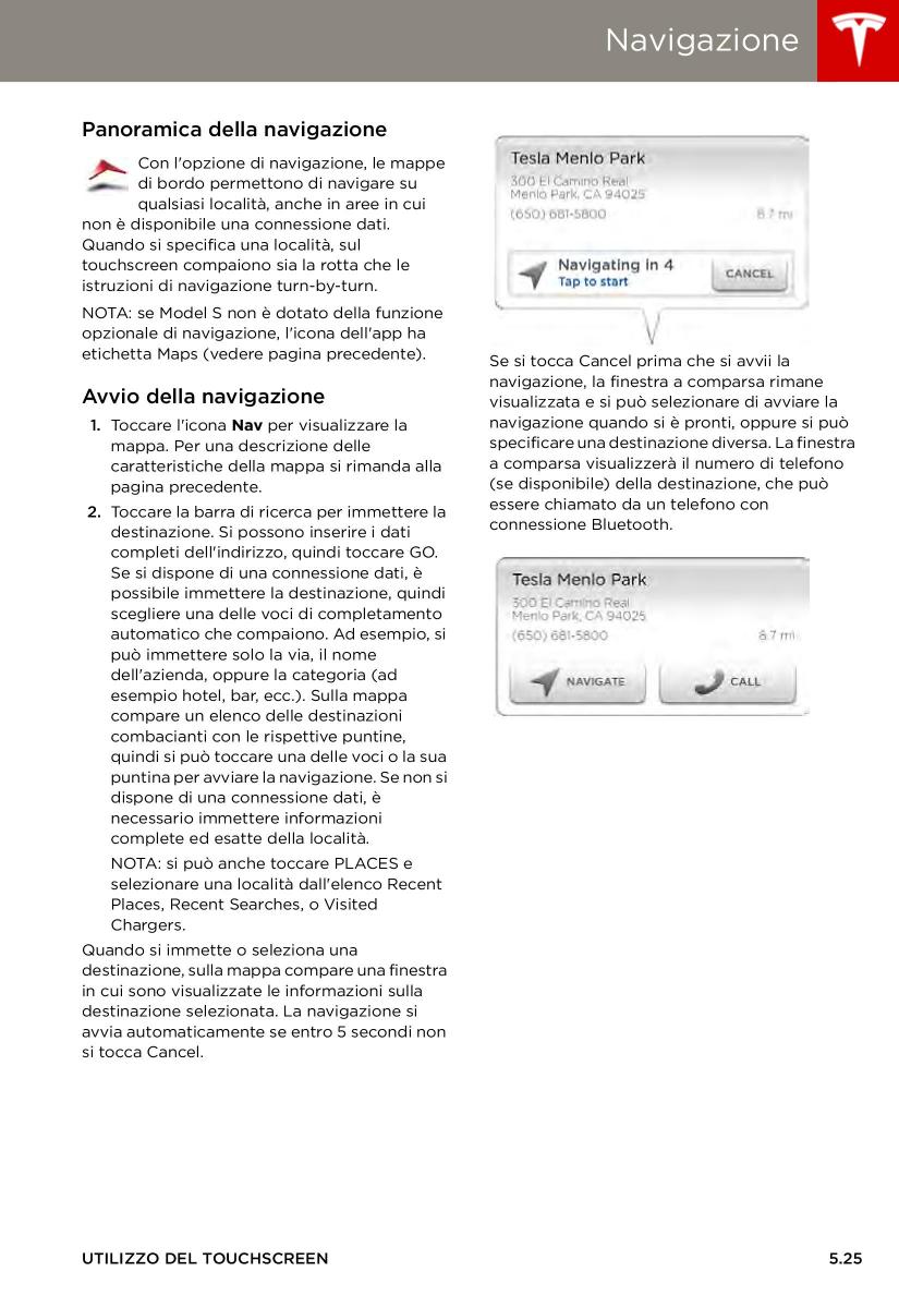 Tesla S manuale del proprietario / page 101