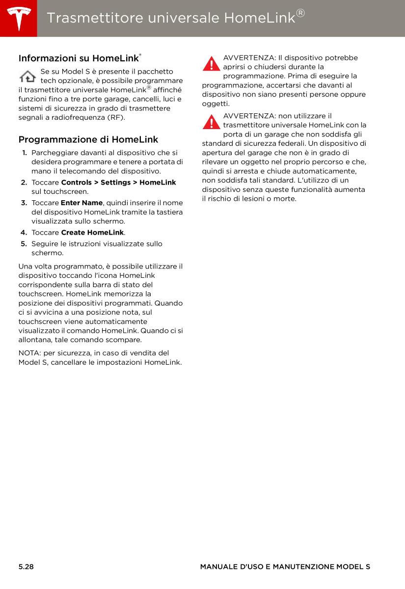 Tesla S manuale del proprietario / page 104