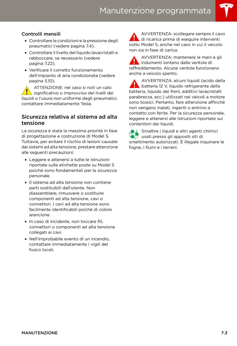 Tesla S manuale del proprietario / page 119