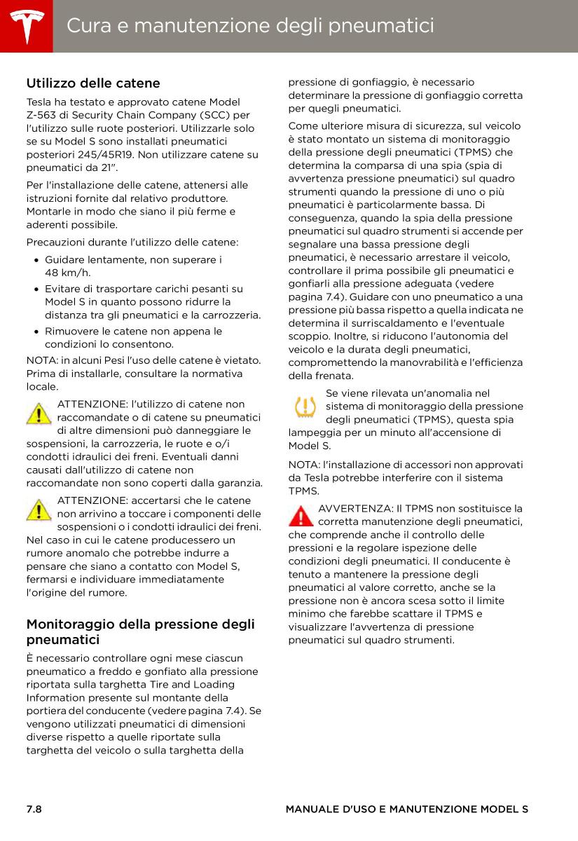 Tesla S manuale del proprietario / page 124