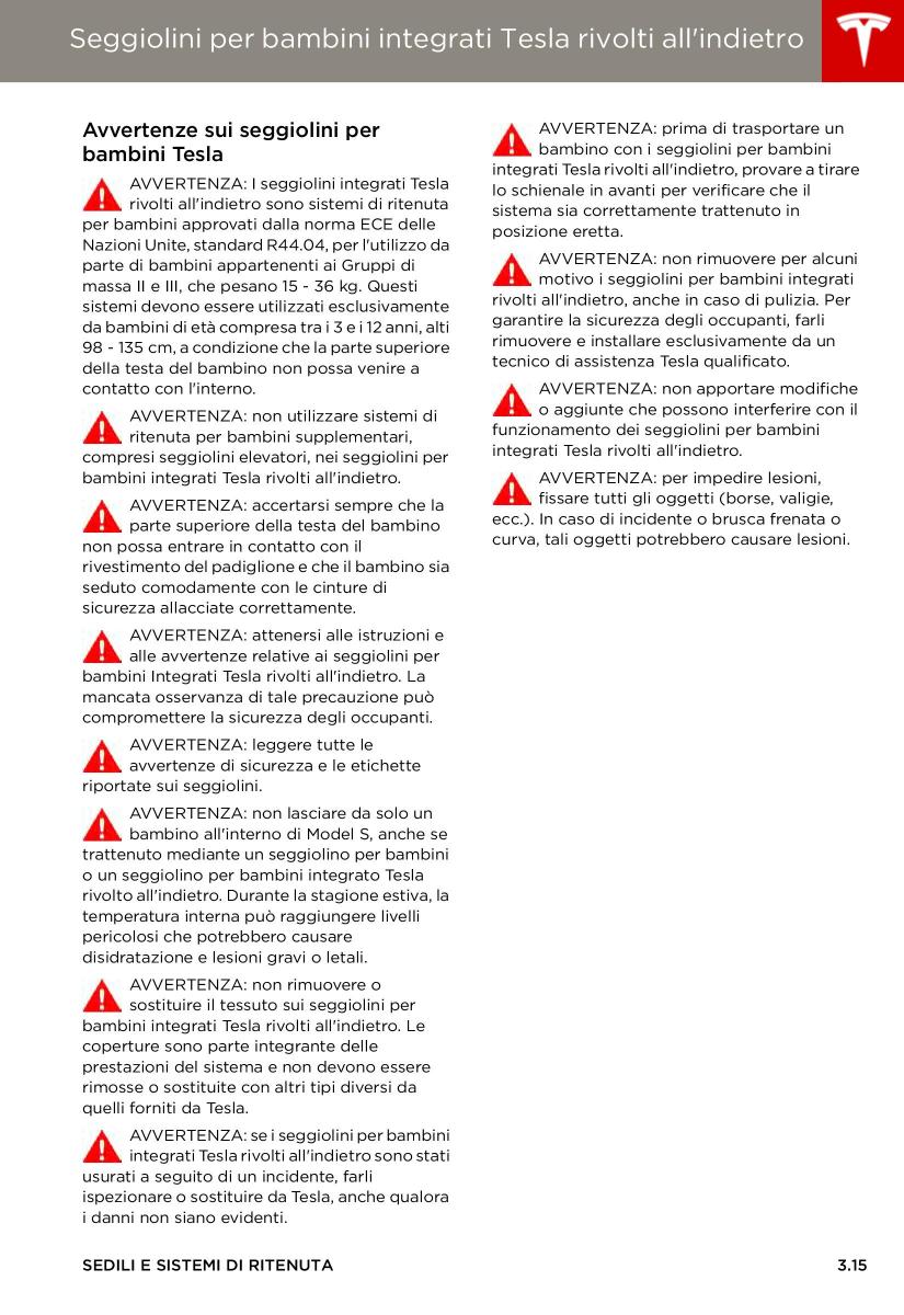 Tesla S manuale del proprietario / page 39