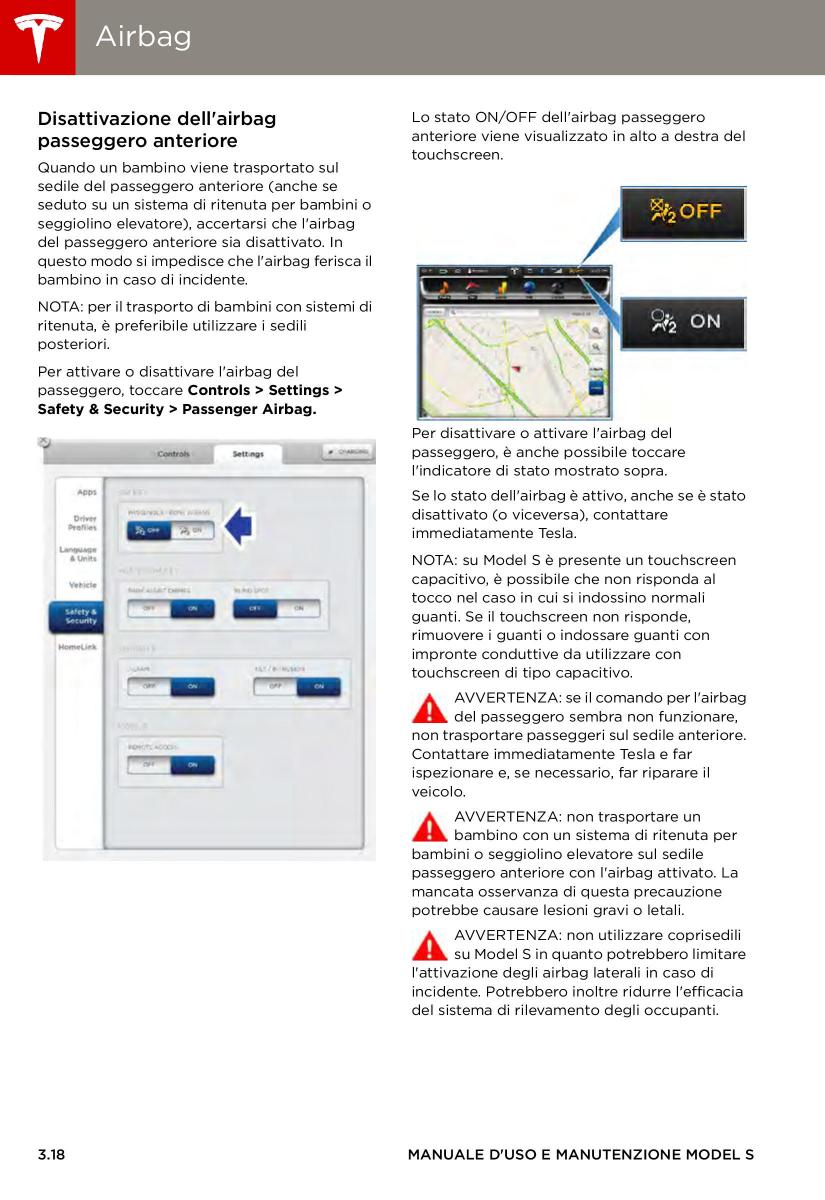 Tesla S manuale del proprietario / page 42