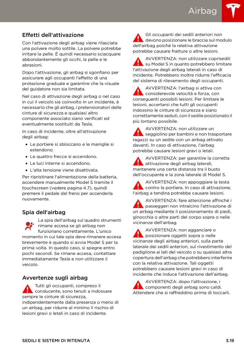 Tesla S manuale del proprietario / page 43