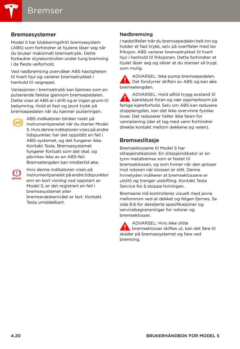 Tesla S bruksanvisningen / page 60