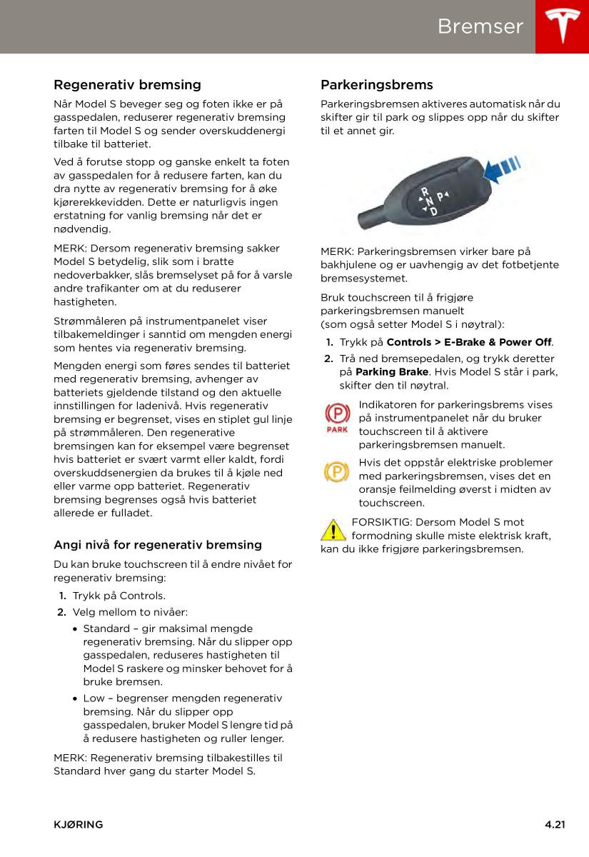 Tesla S bruksanvisningen / page 61