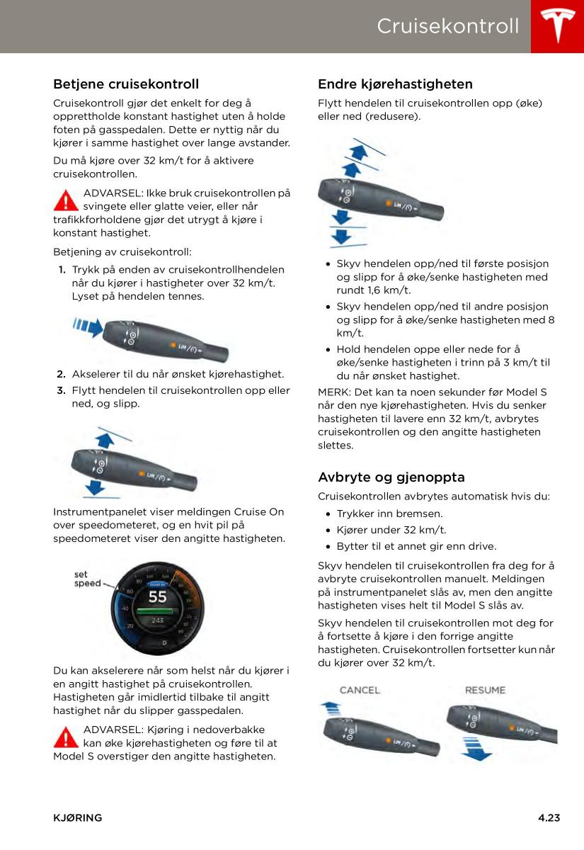 Tesla S bruksanvisningen / page 63