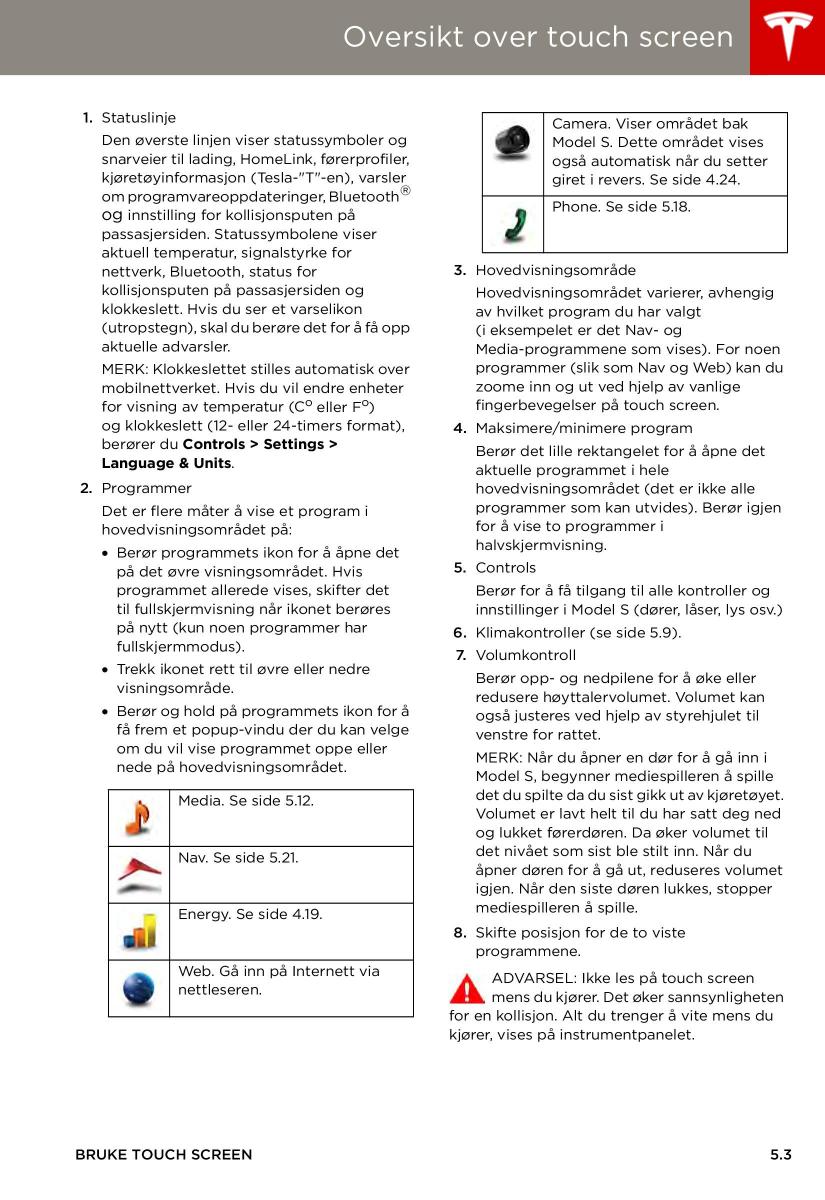 Tesla S bruksanvisningen / page 67