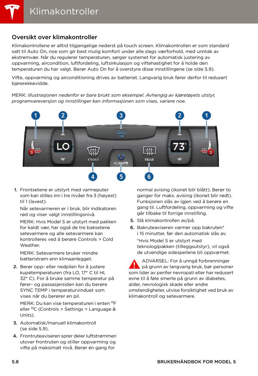 Tesla S bruksanvisningen / page 72