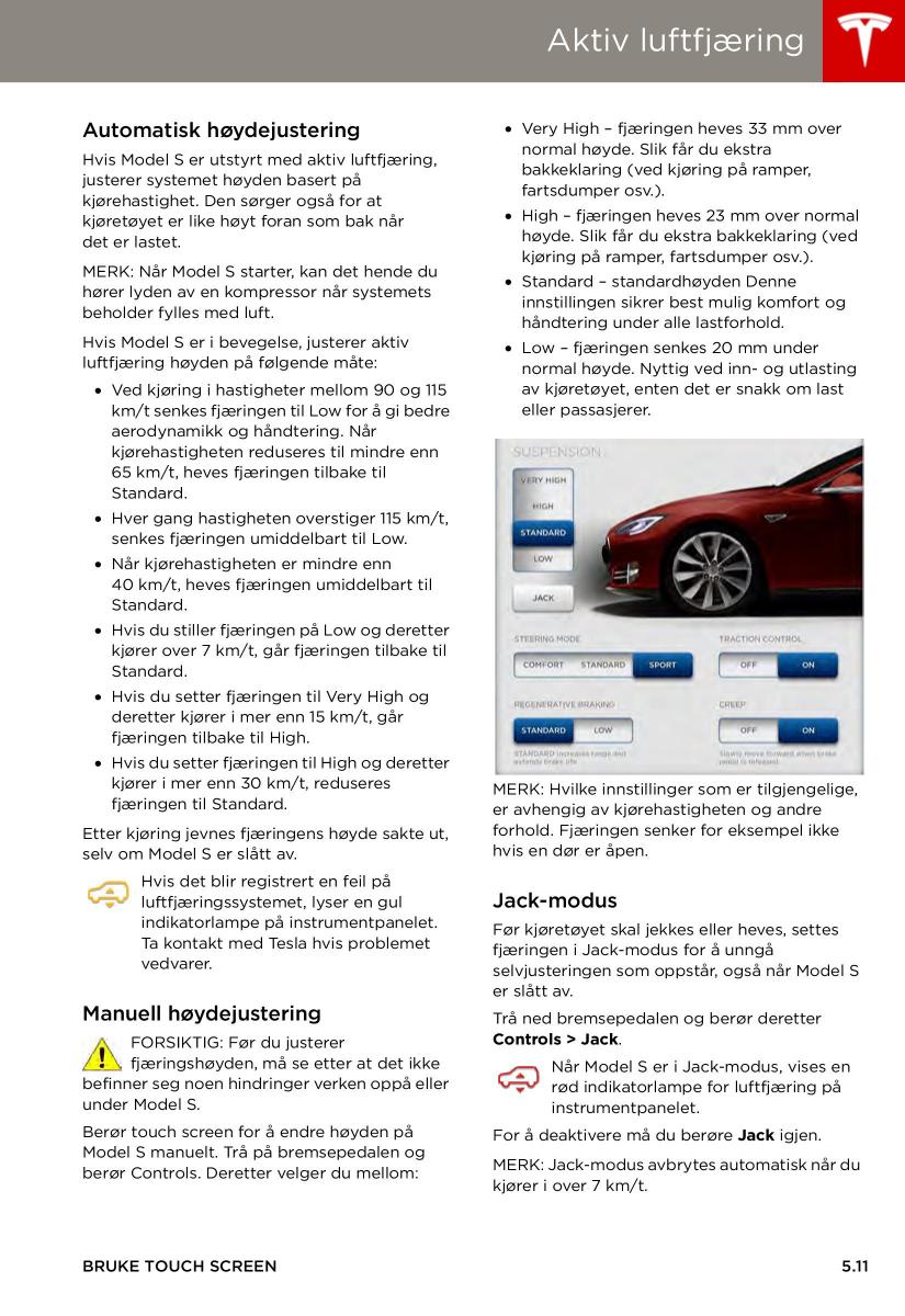 Tesla S bruksanvisningen / page 75