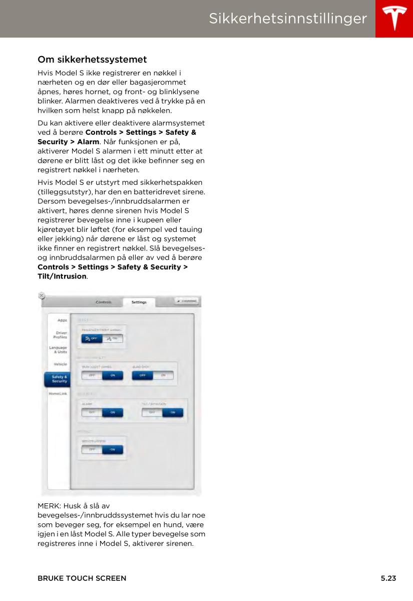 Tesla S bruksanvisningen / page 87