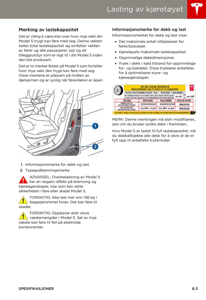 Tesla S bruksanvisningen / page 125