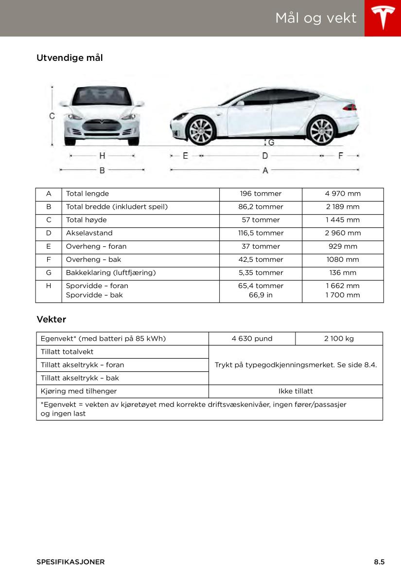 Tesla S bruksanvisningen / page 127