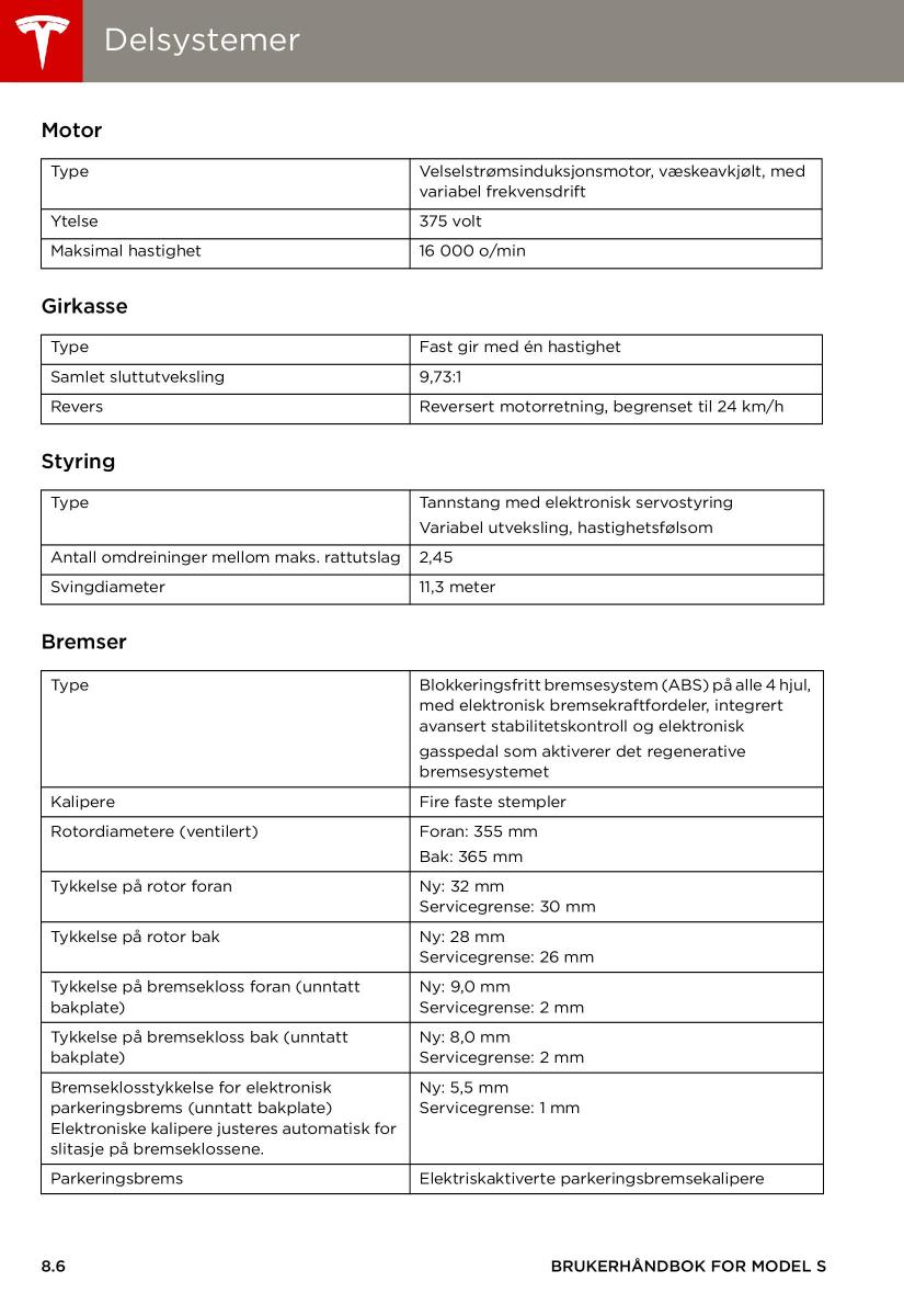 Tesla S bruksanvisningen / page 128